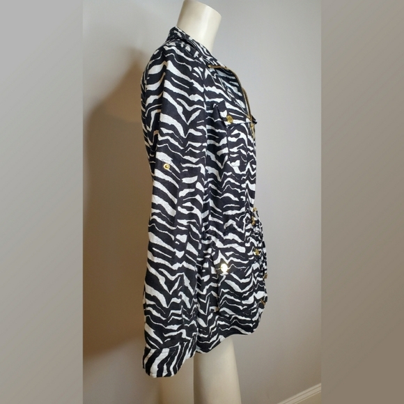 Calvin Klein Linen Zebra Print Anorak Jacket - Picture 2 of 10